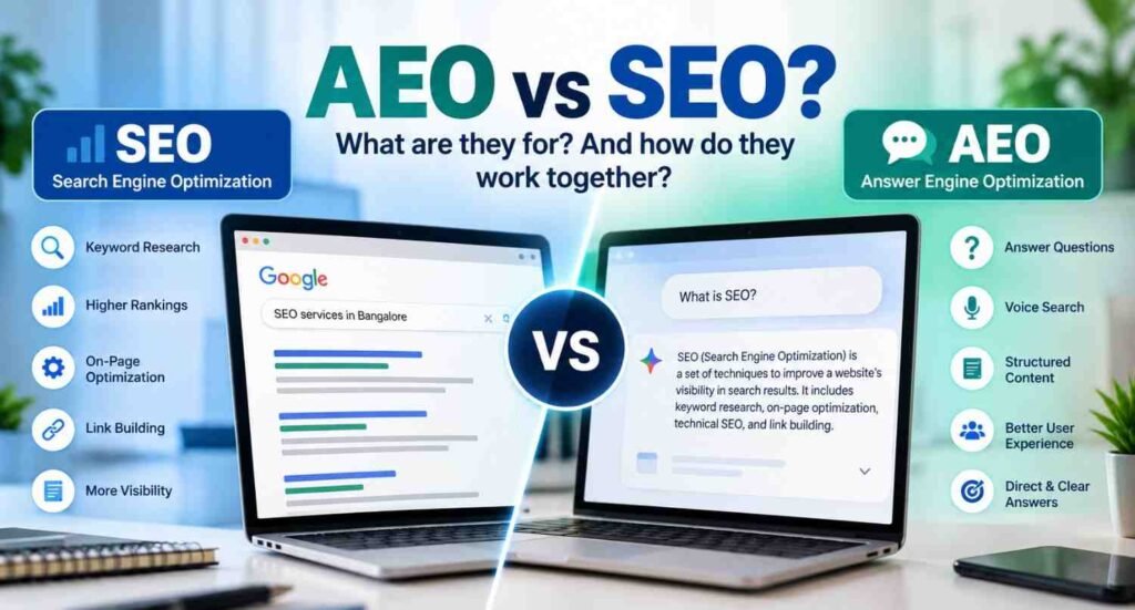 What’s AEO vs SEO? What are they for? And how do they work together?
